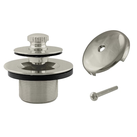 Westbrass Twist & Close Bathtub Drain Trim with One-Hole Overflow Cover, Satin Nickel D94-07